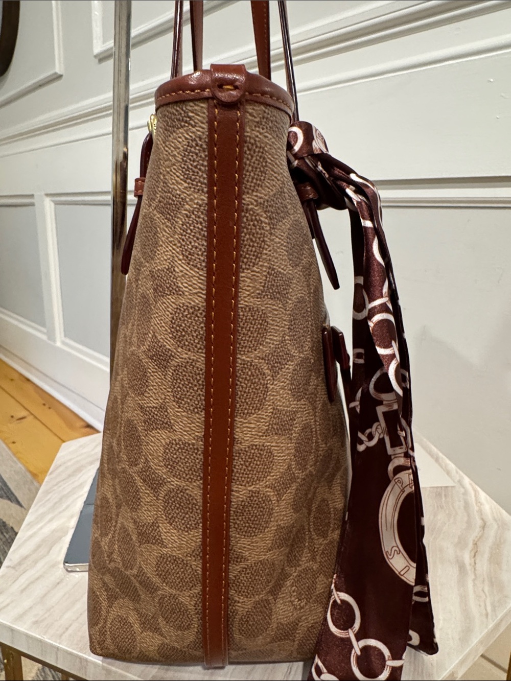 Coach Bag Taylor Brown Signature Coated Canvas Tote with Leather Trim - Picture 7 of 17